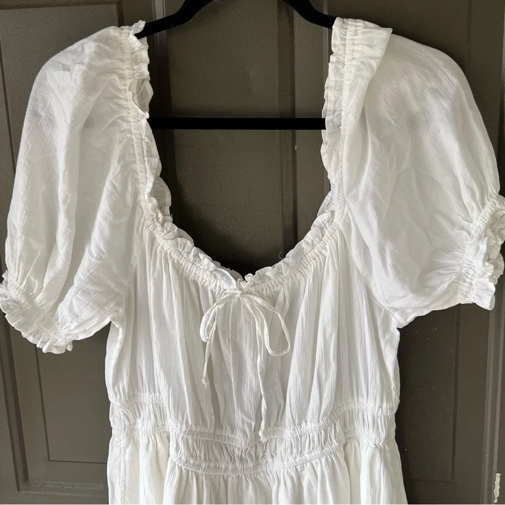 Aerie White Cottagecore Puff Sleeve Mini Dress Size XL - Picture 1 of 8